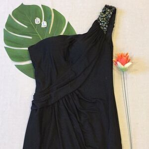 ✨Black‎ Beaded One Cold Shoulder Evening Dress 👗